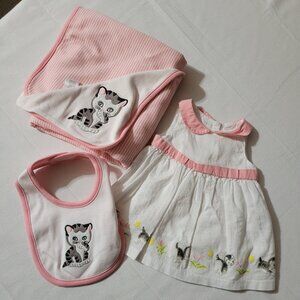 Gymboree Little Golden Book Shy Kitten Used blanket and 0-3 month Dress, NWT BIB